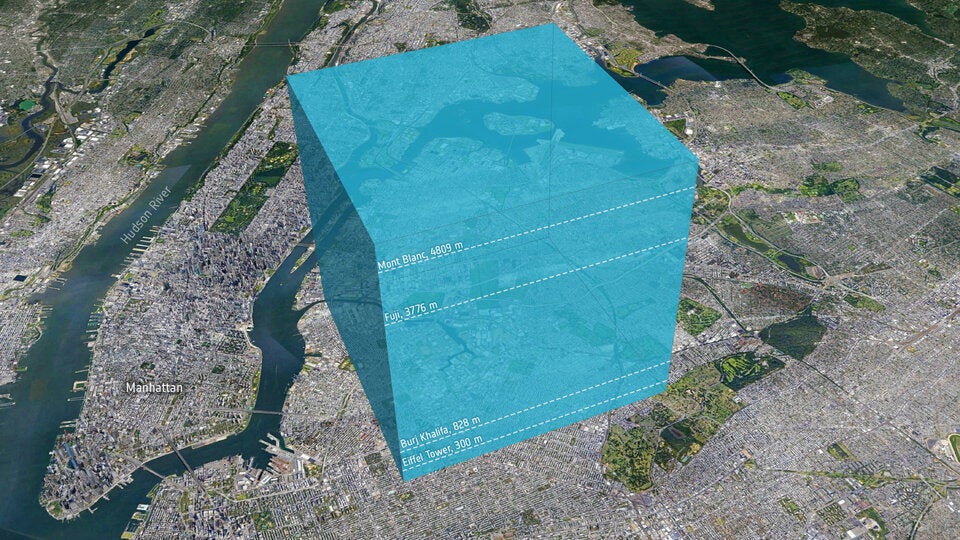Visualisation showing the amount of freshwater released by the iceberg.  (Image: CPOM/ESA/Google basemap)