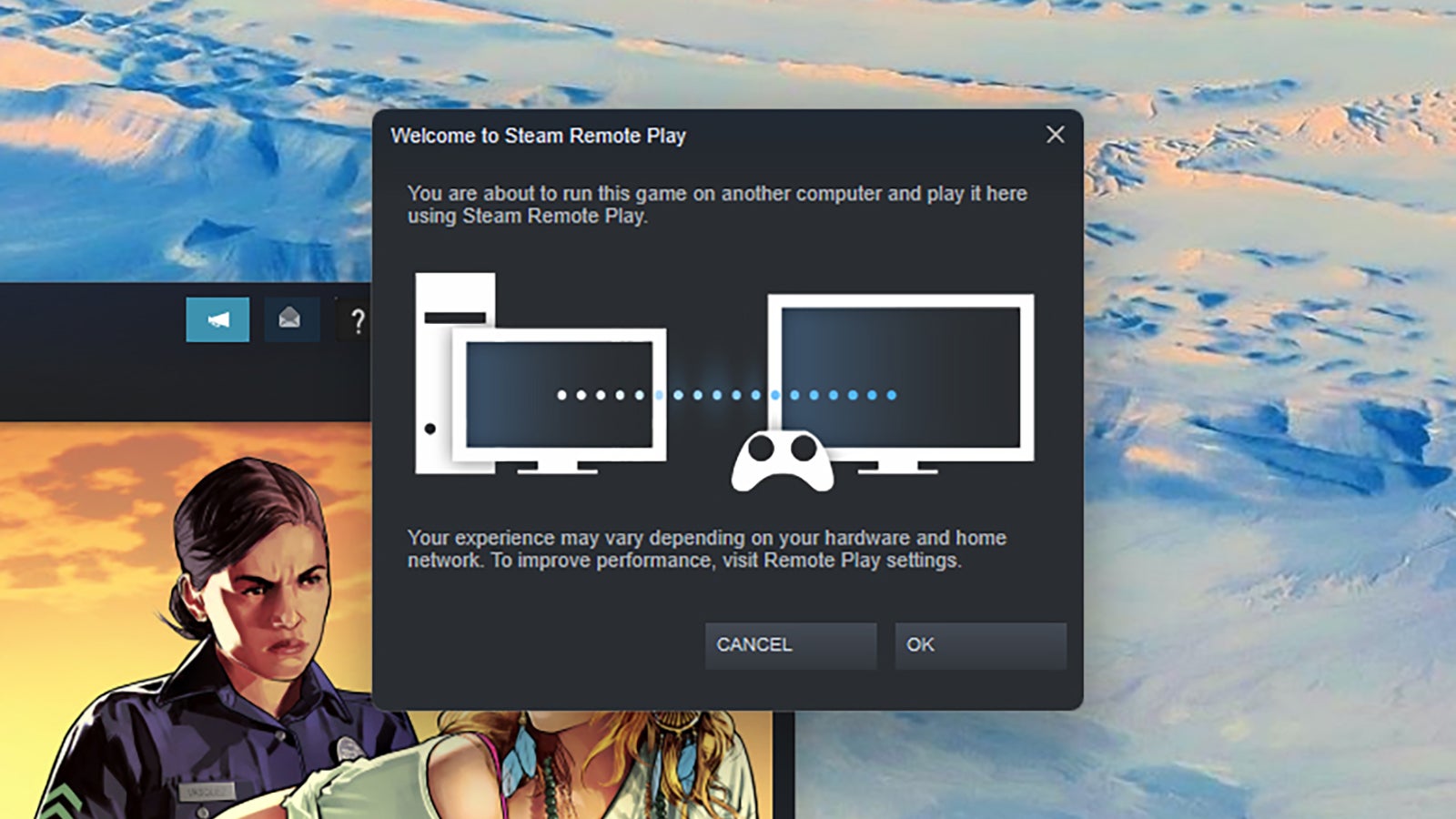Steam will tell you when Remote Play is active. (Screenshot: Steam)
