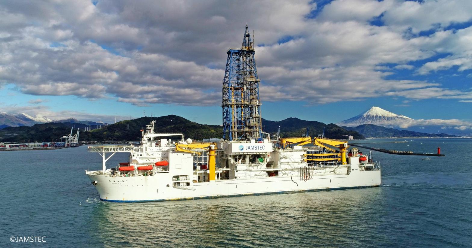The Japanese scientific drilling ship used to detect microbes living deep below the seafloor.  (Photo: JAMSTEC)