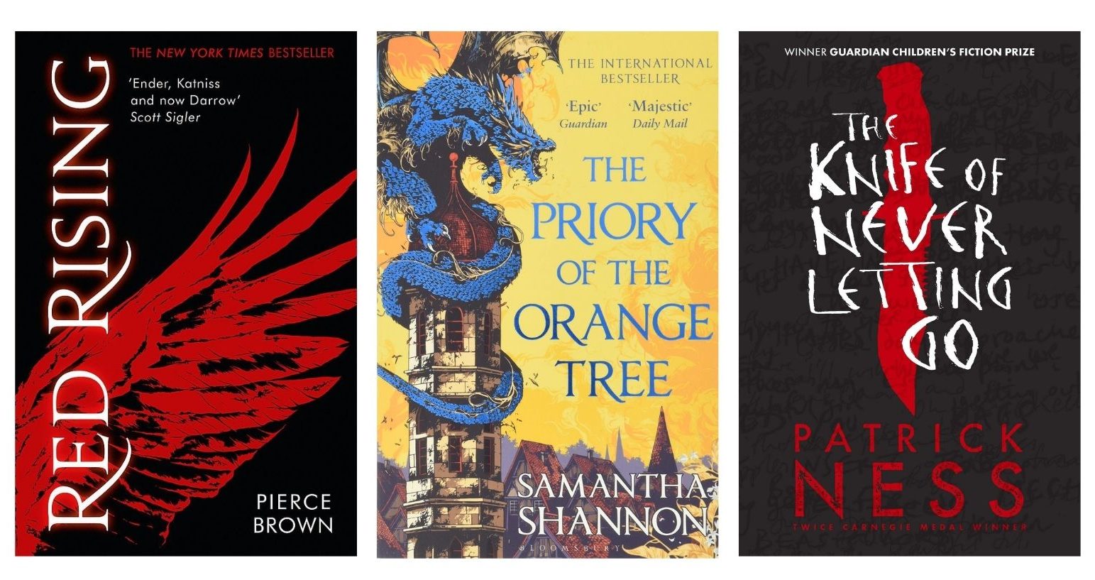 Red Rising, The Priory of the Orange Tree and The Knife of Never Letting Go