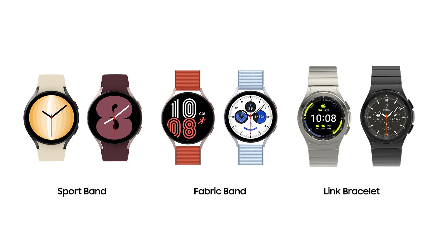 A look at some of the new watch bands coming for the Galaxy Watch 4.  (Image: Samsung)