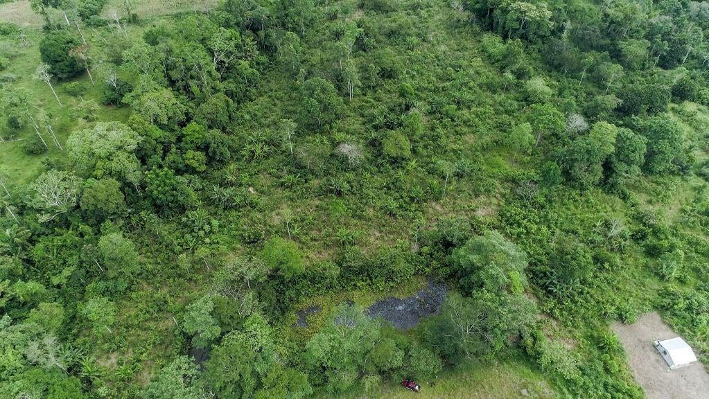 Drone photo on September 25, 2017 shows a residual pool from an abandoned oil well that was exploited by Texaco between 1964 and 1990 in the Ecuadorean Amazon forest. (Photo: PABLO COZZAGLIO/AFP, Getty Images)