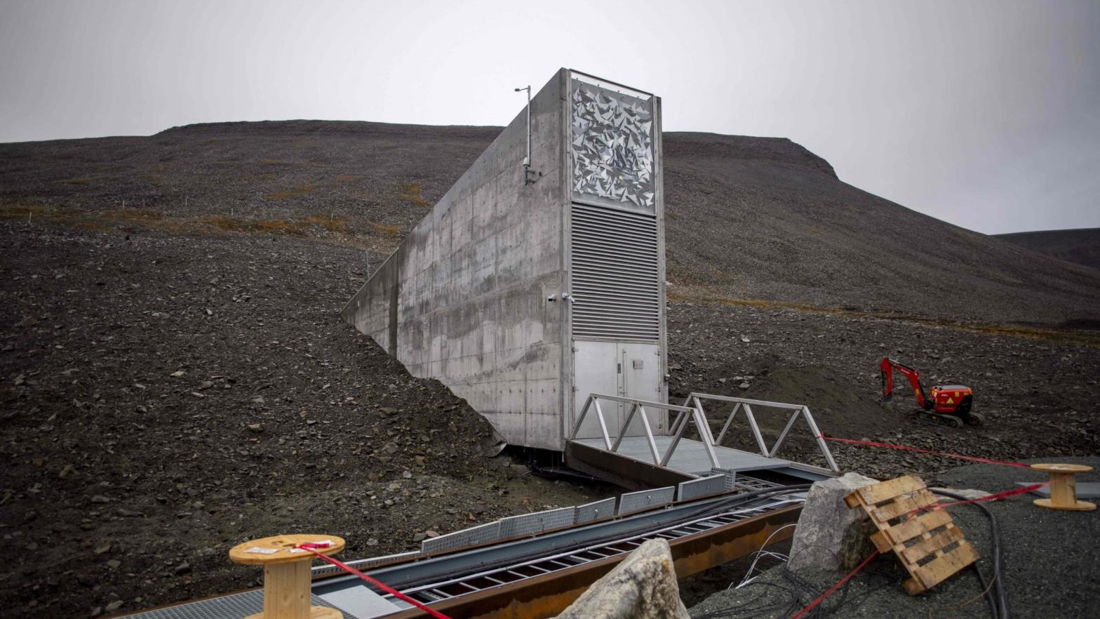 The entrance to the Svalbard Global Seed Vault on Spitsbergen in September 2021. (Photo: OLIVIER MORIN/AFP, Getty Images)