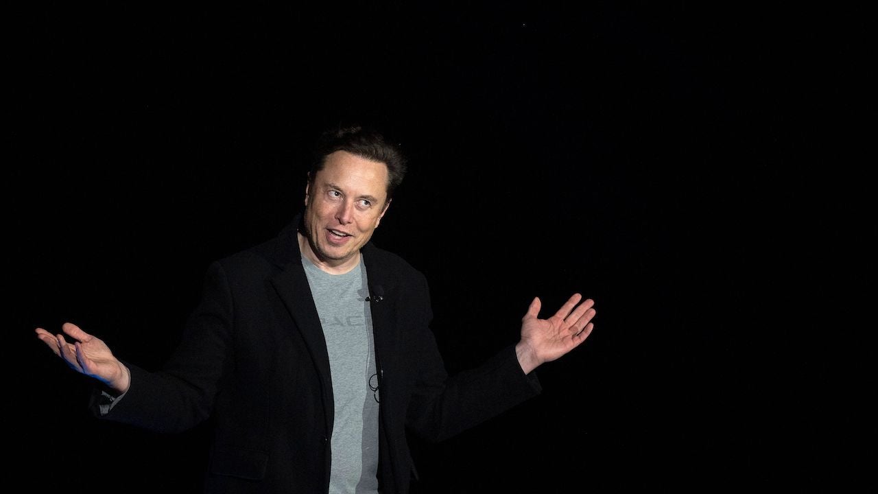 Elon Musk during a press conference at SpaceX's Starbase facility near Boca Chica Village in South Texas on February 10, 2022. (Photo: Jim Watson / AFP, Getty Images)