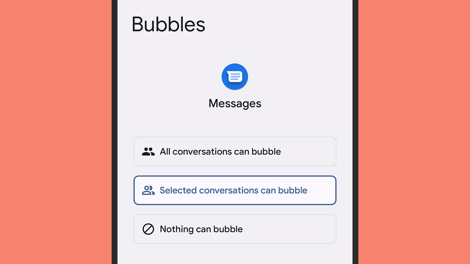 Google Messages supports bubbles on Android. (Screenshot: Google Messages)