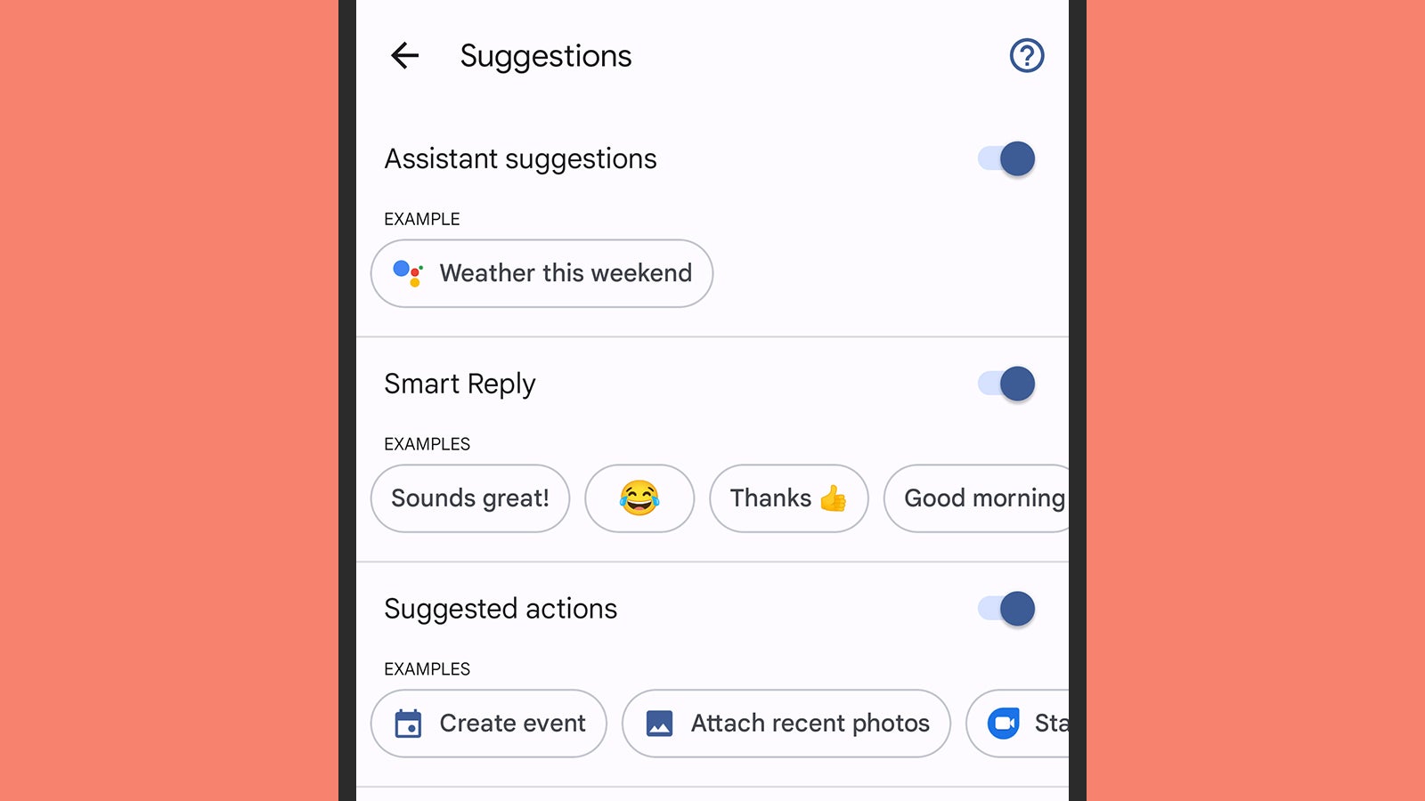 The Google Assistant can make smart suggestions in your chats. (Screenshot: Google Messages)
