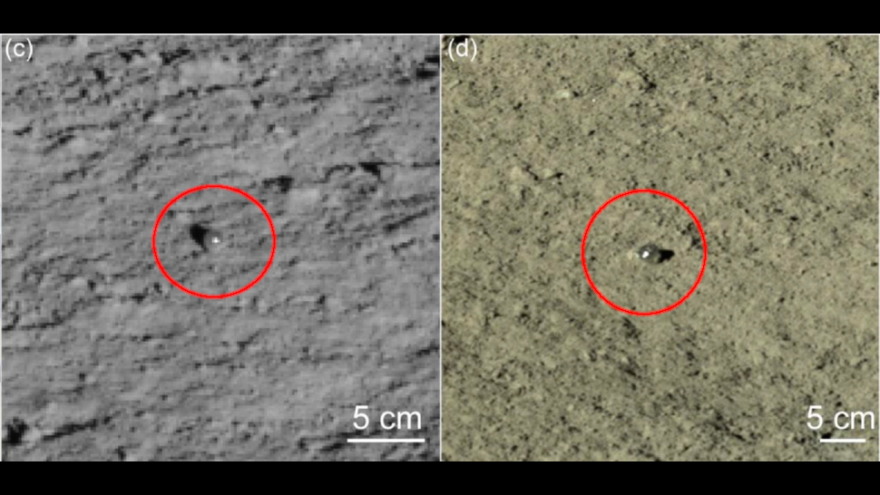 The two glass spheres spotted by the Yutu-2 rover. (Image: Zhiyong Ziao et al., 2022/Science Bulletin)