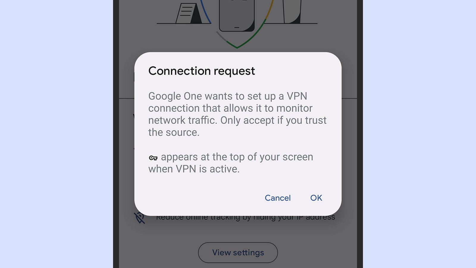 When your phone is connected to a VPN, you'll see a persistent notification. (Screenshot: Android)