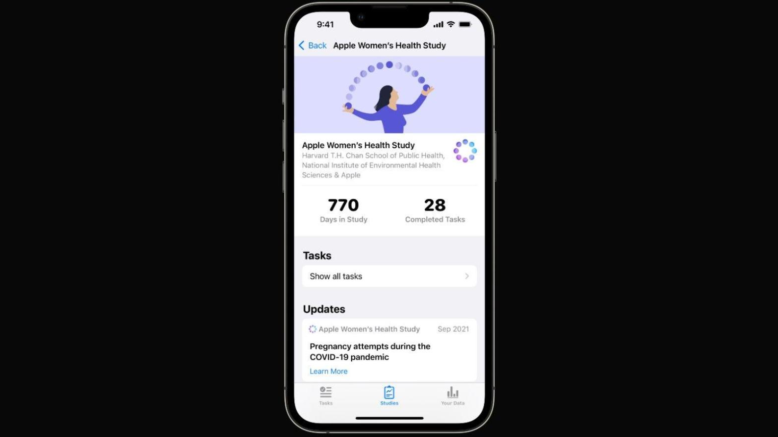 An image of the app used in the Apple Women's Health Study (Photo: Apple)