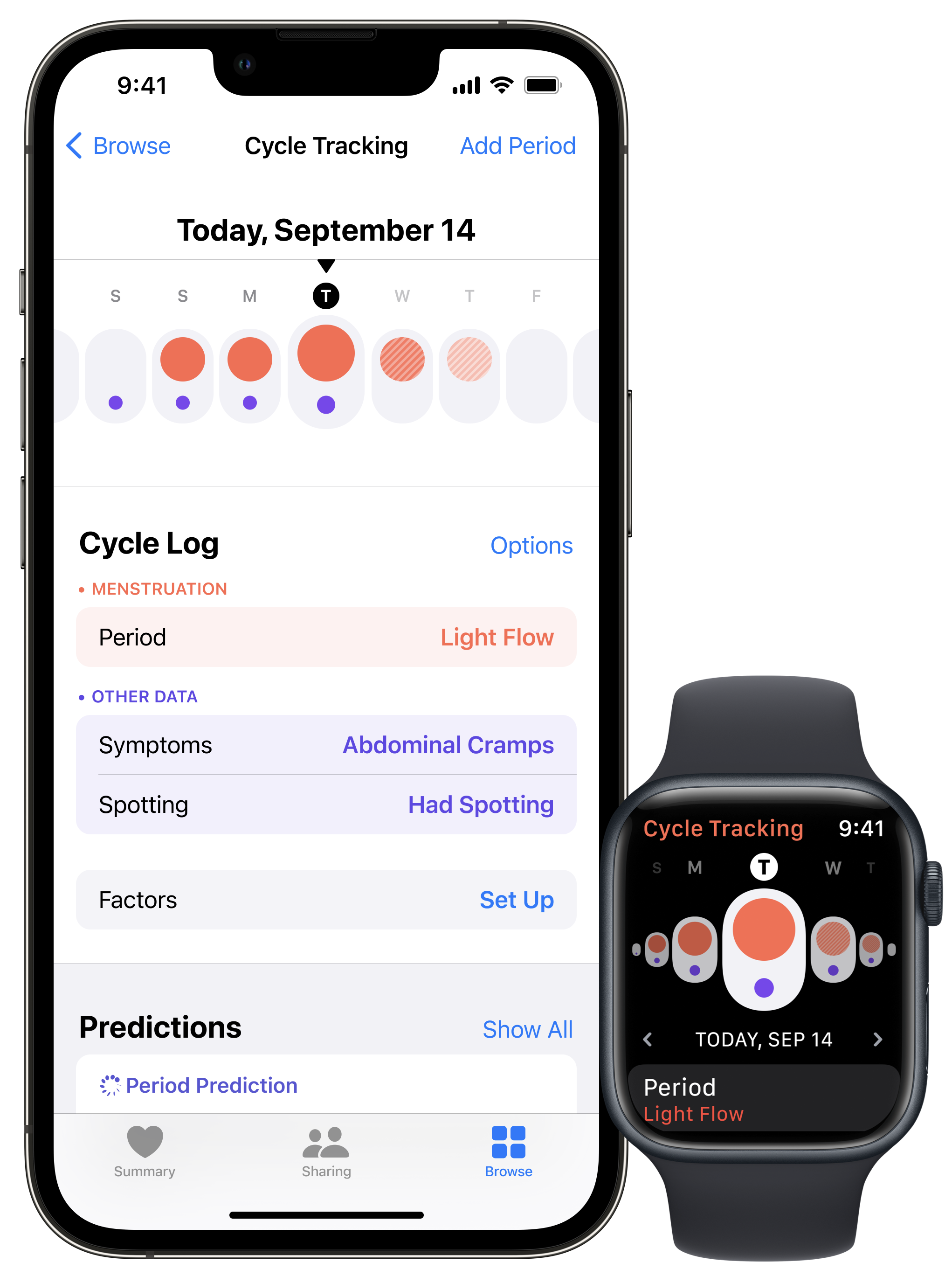 An image of the period tracking app that users can share data from to the Apple Women's Health Study. (Image: Apple)