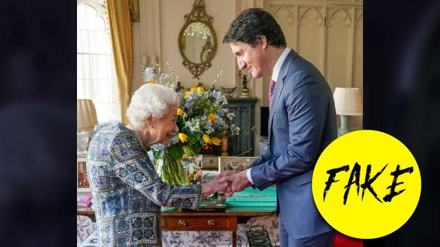 That Viral Photo of Queen Elizabeth Shaking Justin Trudeau’s Hand is Totally Fake