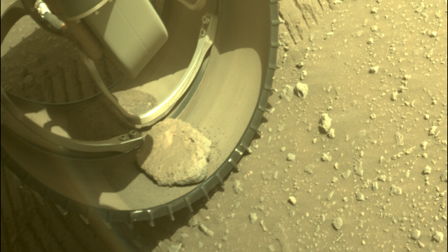 A Mars Rock Appears to Be Stuck in Perseverance Rover’s Wheel