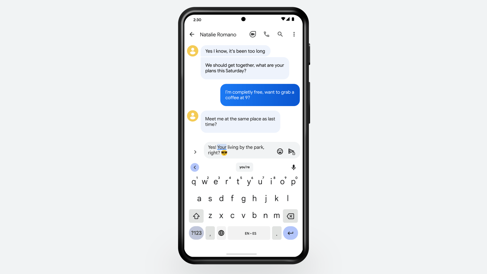 The ability to correct your grammar is built into the Gboard keyboard app.  (Image: Google)