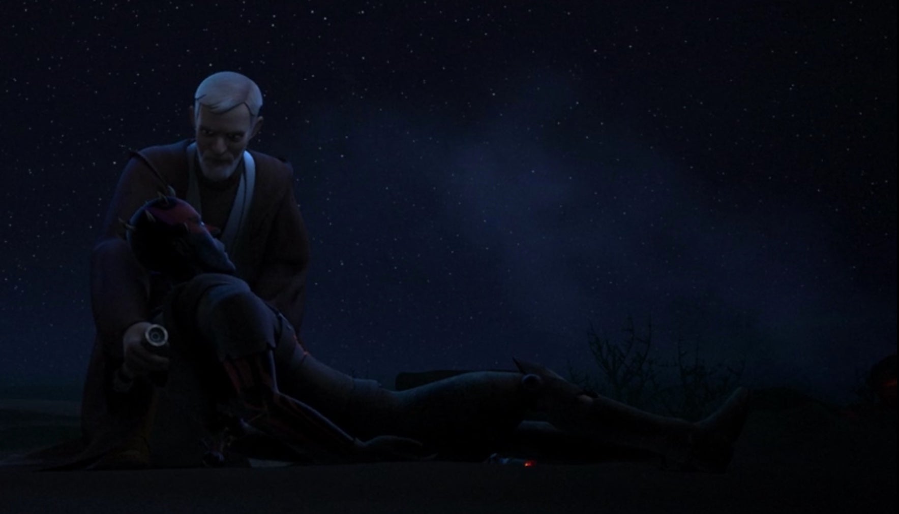 Kenobi holding Maul. (Screenshot: Disney+/Lucasfilm)
