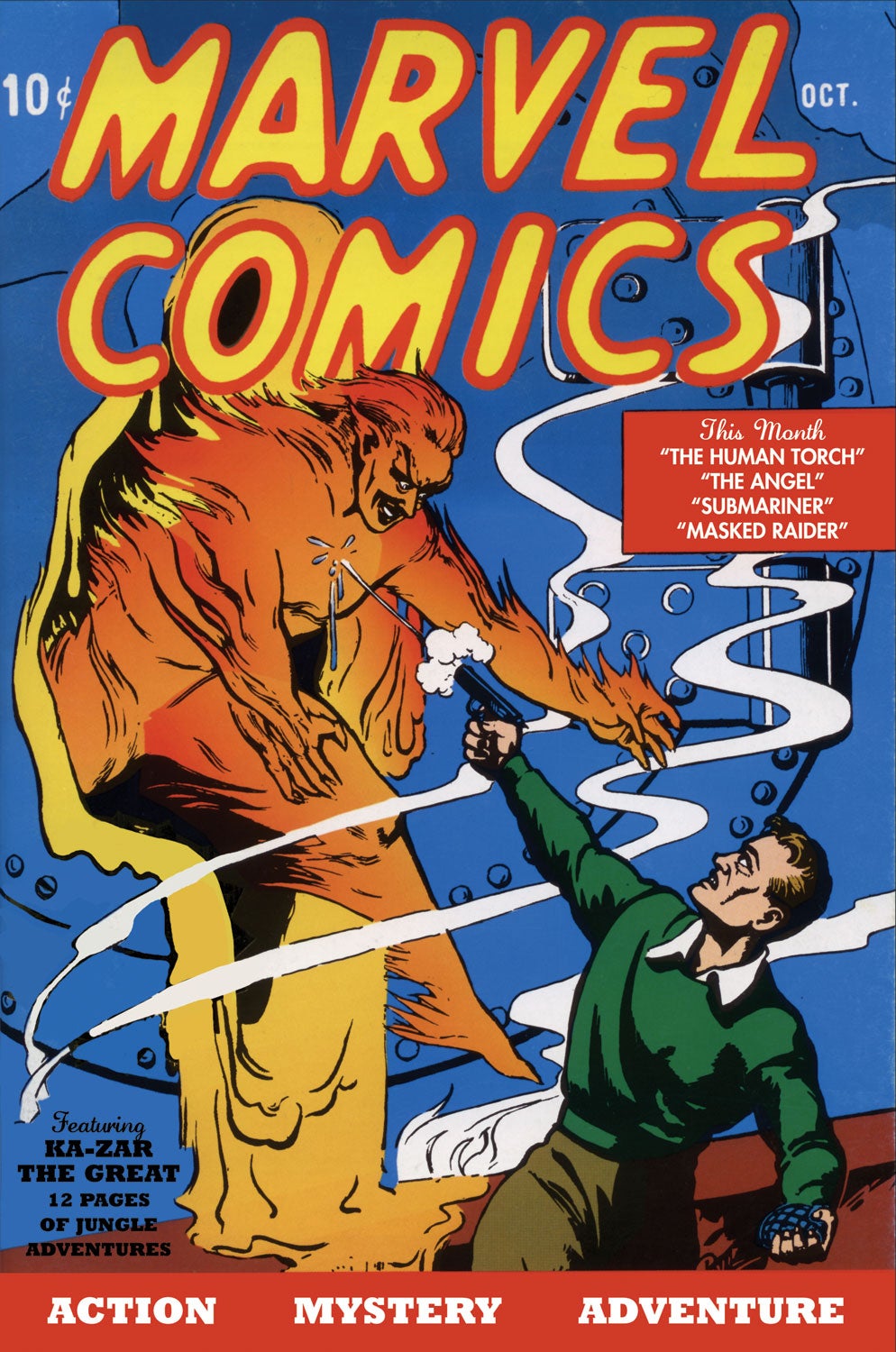 Marvel Comics #1 featuring artwork by Carl Burgos, Al Anders, Bill Everett, and Paul Gustavson (Image: Marvel Comics)