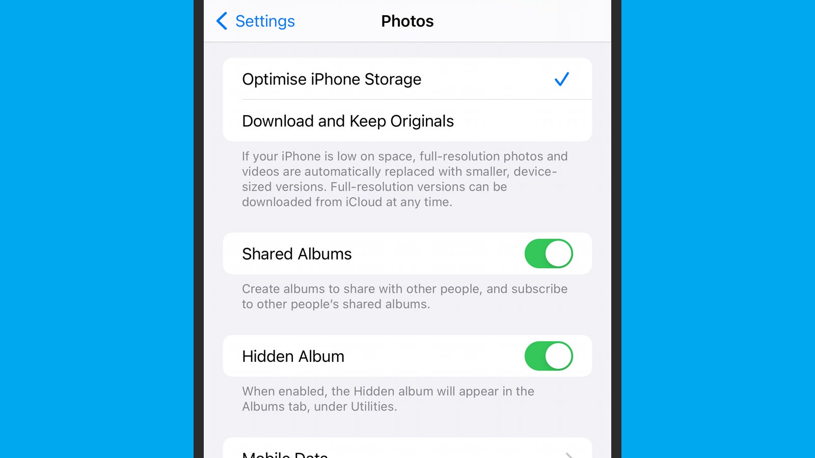 Your iPhone can manage your photo storage for you. (Screenshot: Apple Photos)