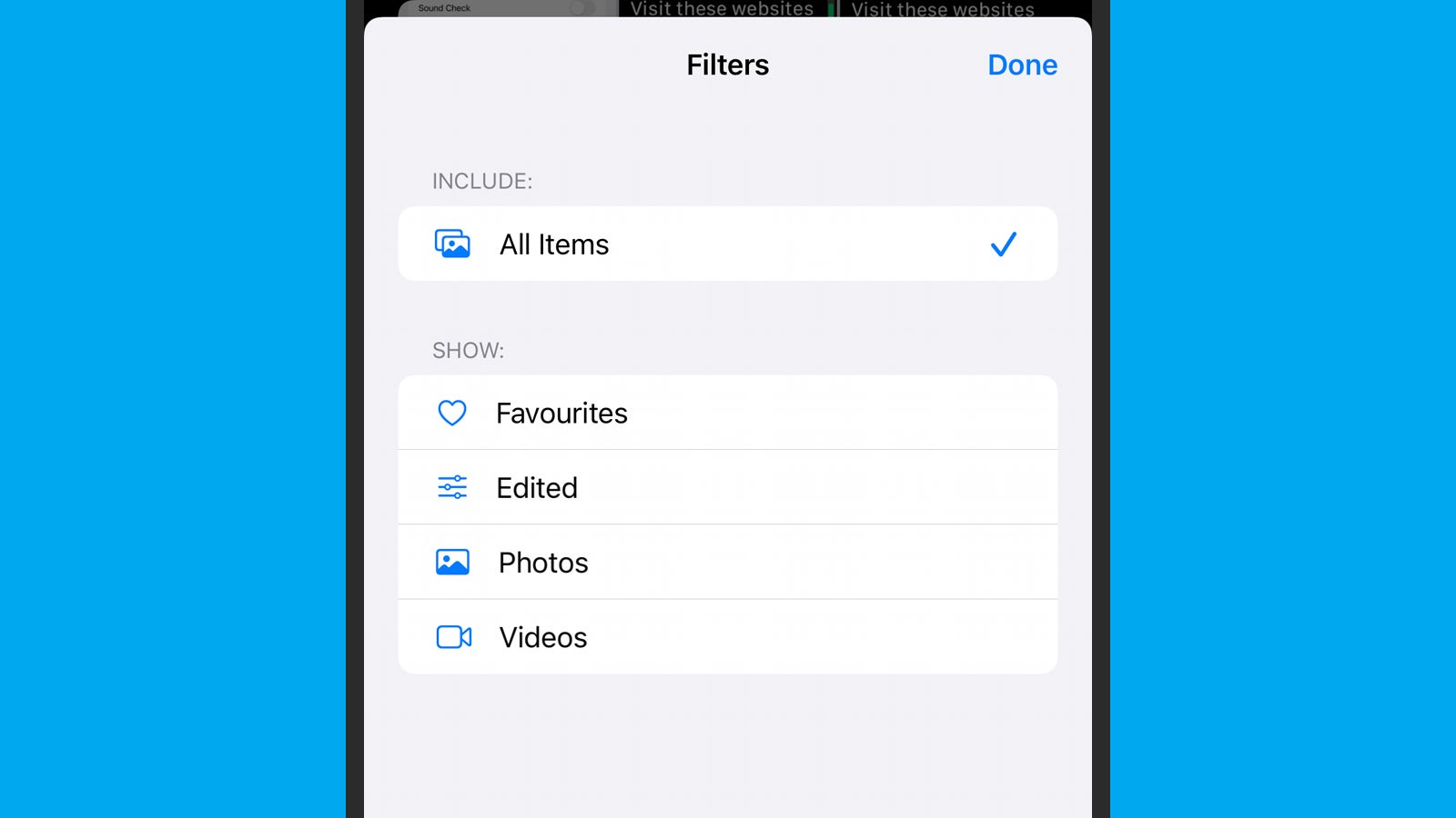 Filters can help you find what you're looking for. (Screenshot: Apple Photos)