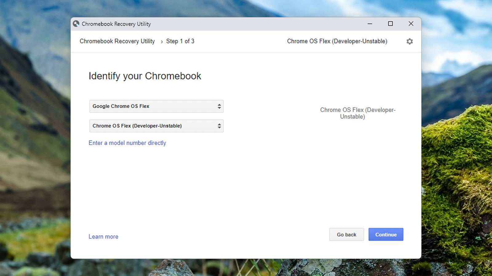 After creating an installation drive, you can boot from it. (Screenshot: Chromebook Recovery Utility)
