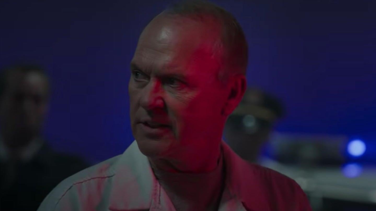 Michael Keaton in the trailer for Morbius, only this specific scene from the trailer isn't in the movie. (Screenshot: YouTube)