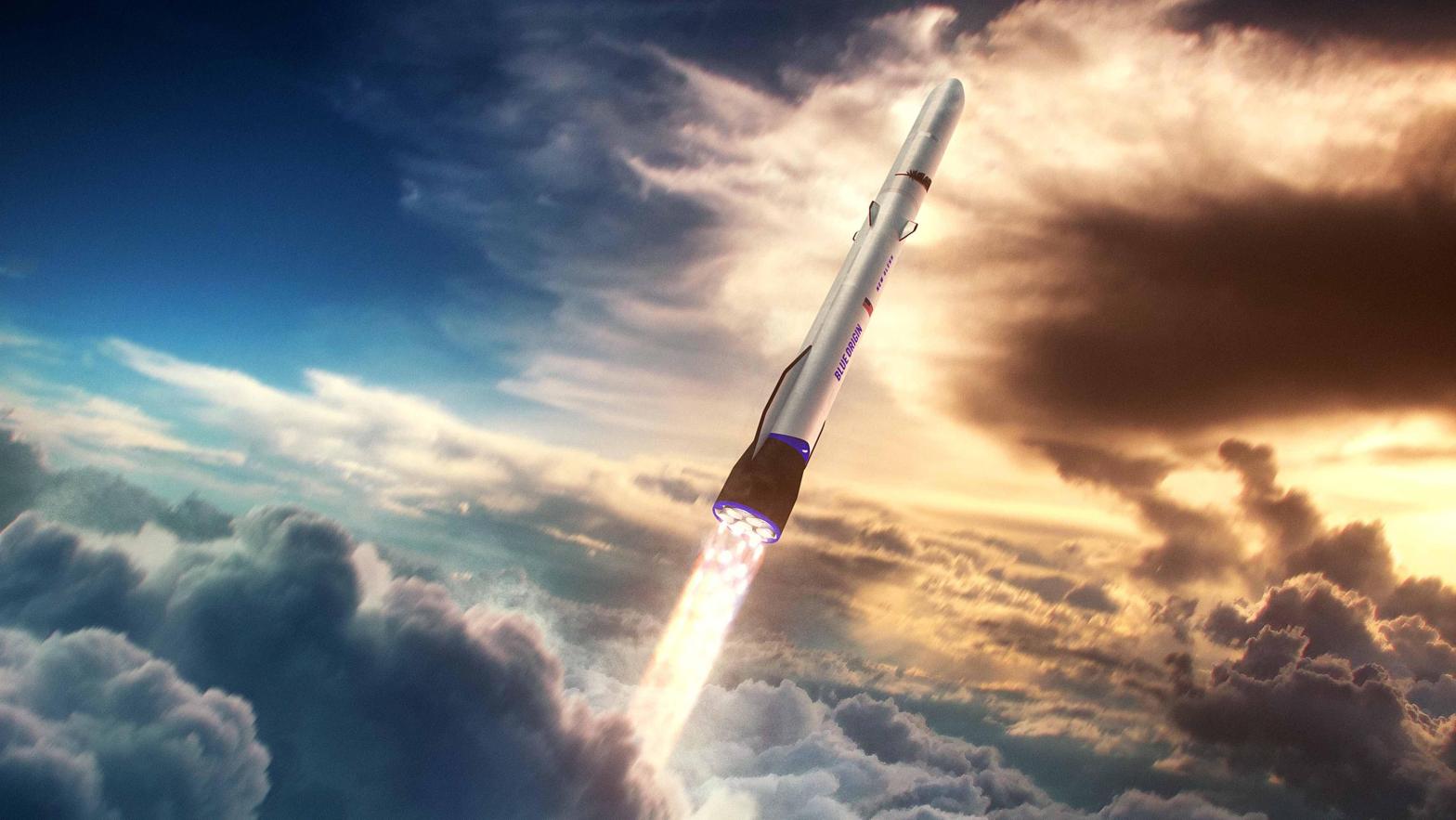 Artist's depiction of a Blue Origin New Glenn rocket.  (Image: Blue Origin)