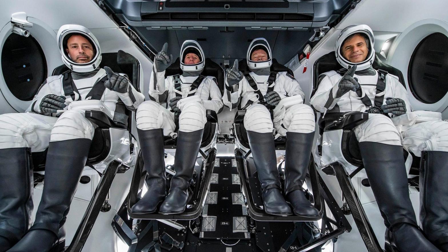 The Ax-1 crew inside a SpaceX Crew Dragon capsule.  (Photo: SpaceX)