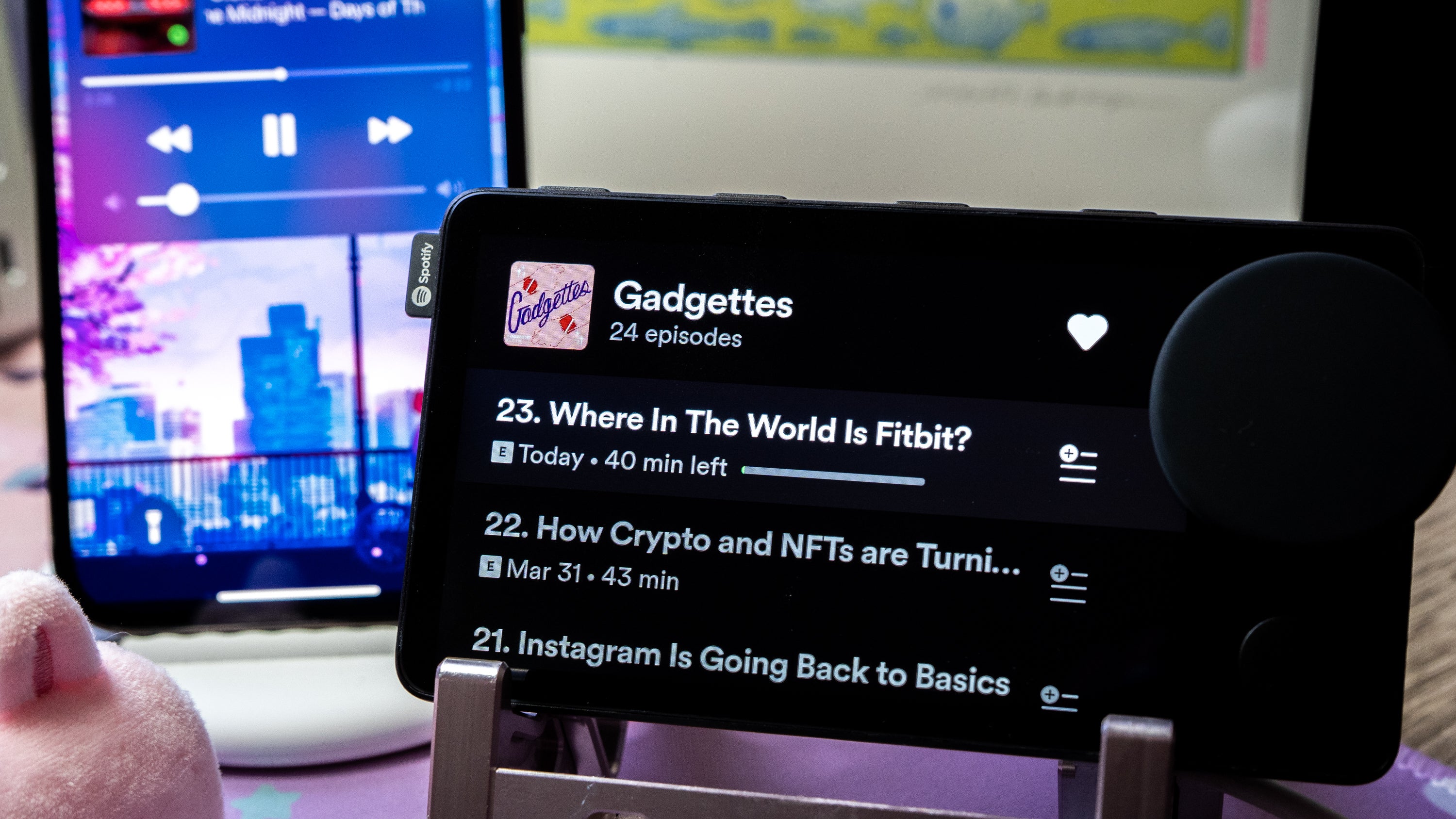 Queue up the next episode of Gadgettes on your Spotify Car Thing.  (Photo: Florence Ion / Gizmodo)