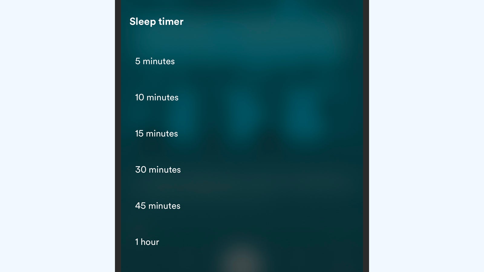 A sleep timer is one of the features in Spotify's podcast player. (Screenshot: Spotify)