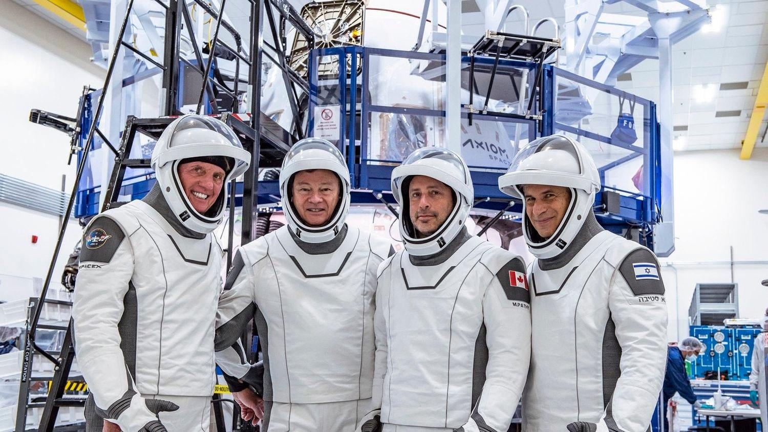 The Ax-1 crew (from left to right): Larry Connor, Michael López-Alegría, Mark Pathy, and Eytan Stibbe. (Photo: Axiom Space)