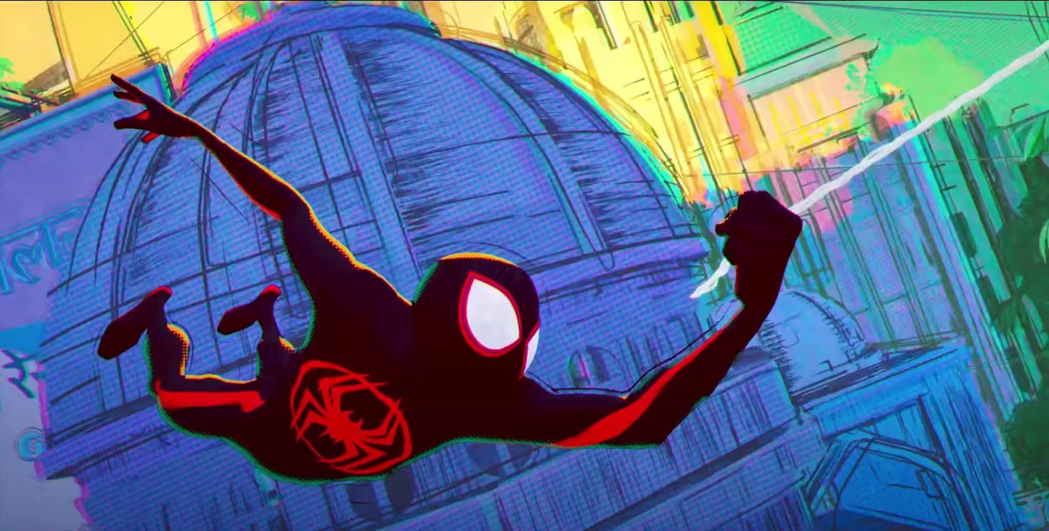 Spider-Verse 2, swinging into theatres today! Wait, we mean October. (Screenshot: Sony Animation)
