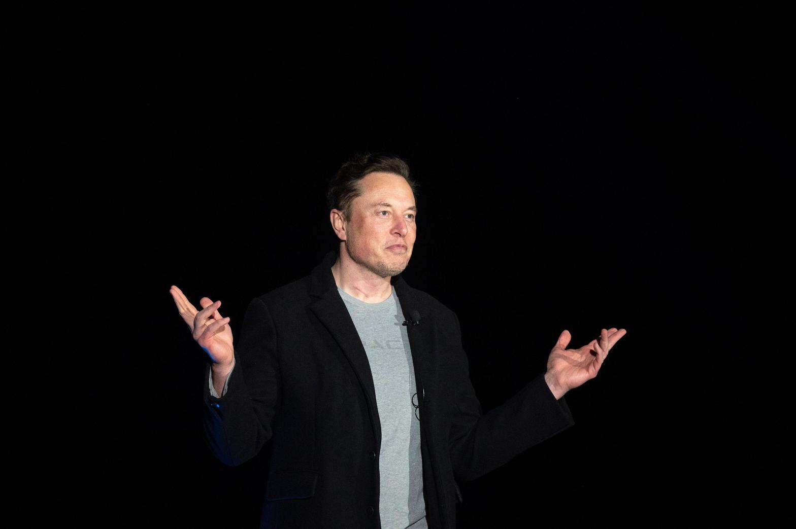 Elon Musk speaking at a press conference at SpaceX's Starbase facility near Boca Chica Village in South Texas on February 10, 2022. (Photo: JIM WATSON / AFP, Getty Images)