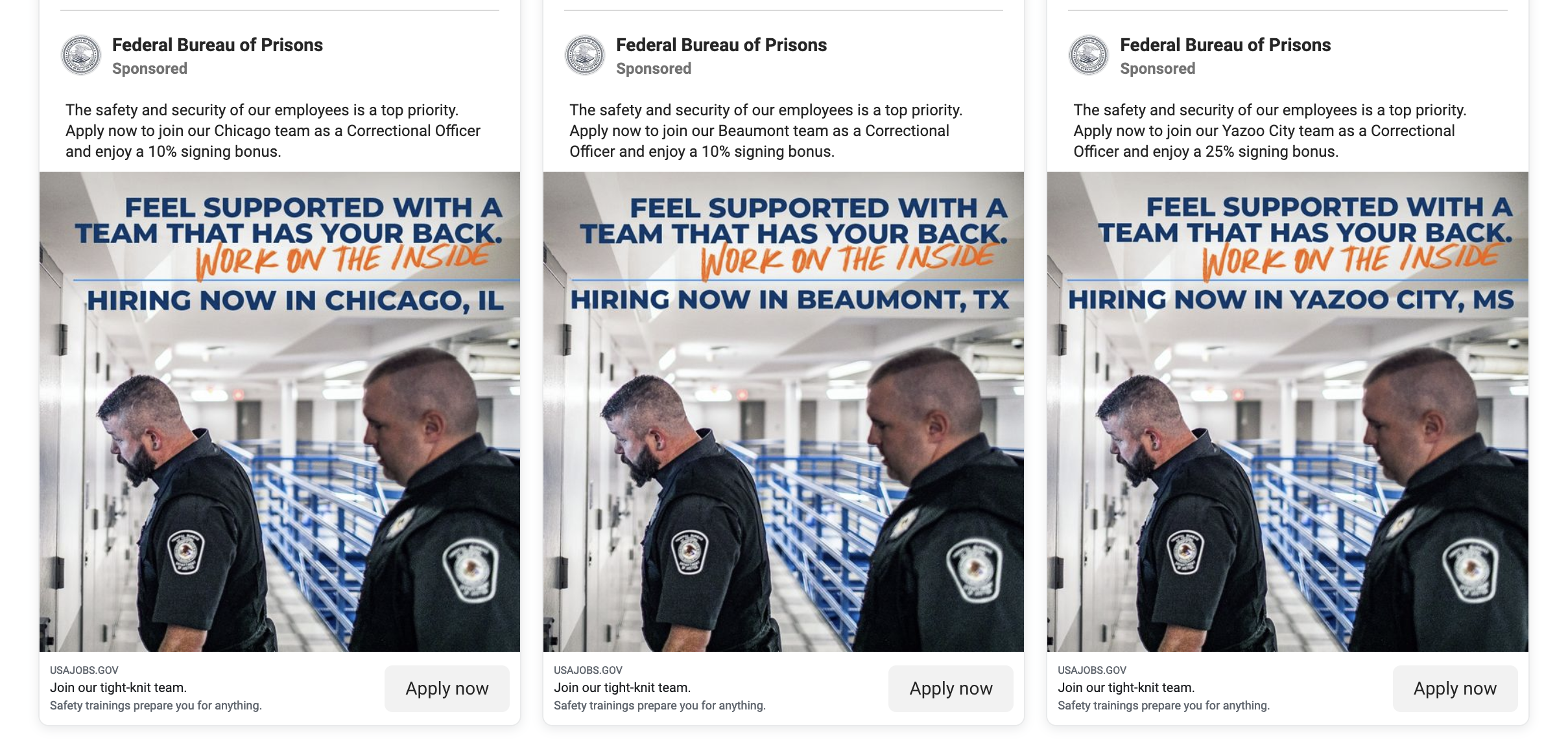 Screenshot: Facebook / Bureau of Prisons