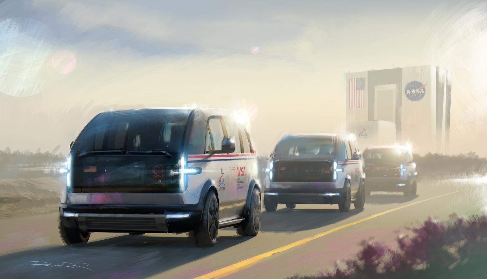 Conceptual image of the upcoming Crew Transportation Vehicles.  (Image: Canoo Technologies Inc.)
