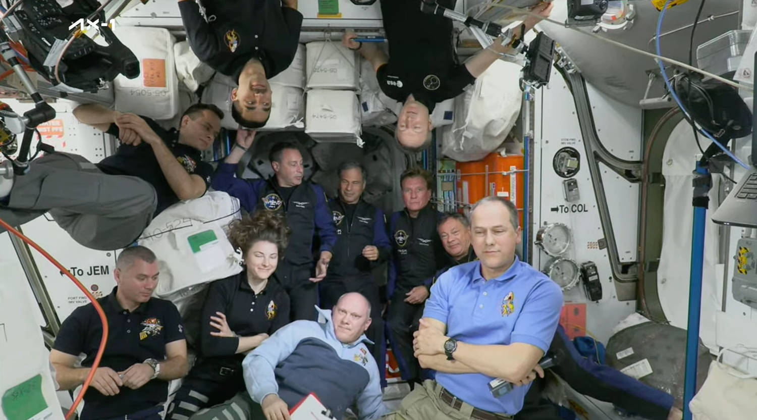 Things have gotten a little crowded onboard the ISS with the arrival of the first all-private astronaut team. (Photo: Axiom)