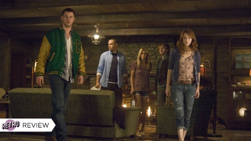 Chris Hemsworth, Jesse Williams, Anna Hutchison, Fran Kranz, and Kristen Connolly in The Cabin in the Woods. (Image: Lionsgate)