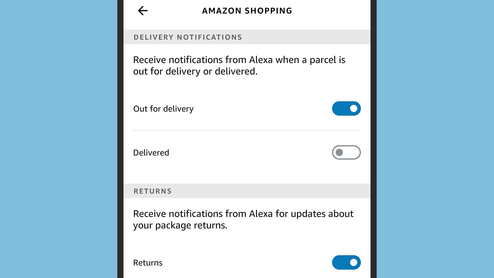 You can turn off some notifications in the Alexa app. (Screenshot: Amazon Alexa)