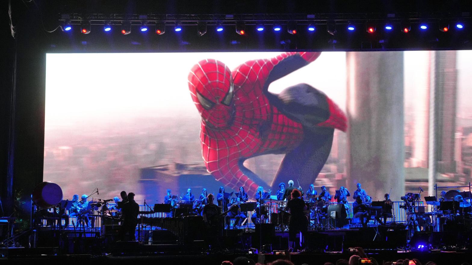 Spider-Man played Coachella! Kinda. (Photo: Kevin Mazur, Getty Images)