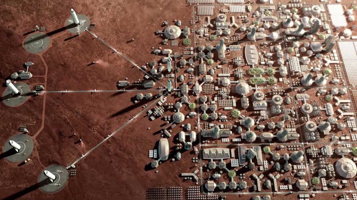 Conceptual image of future Martian city.  (Image: SpaceX)