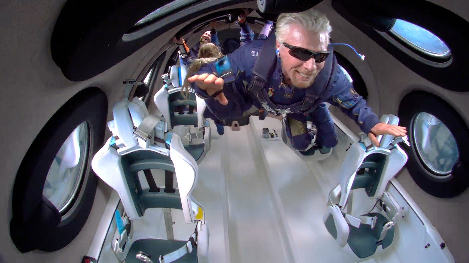 Richard Branson experiencing weightlessness during his trip to space on July 11, 2021. (Photo: Virgin Galactic)