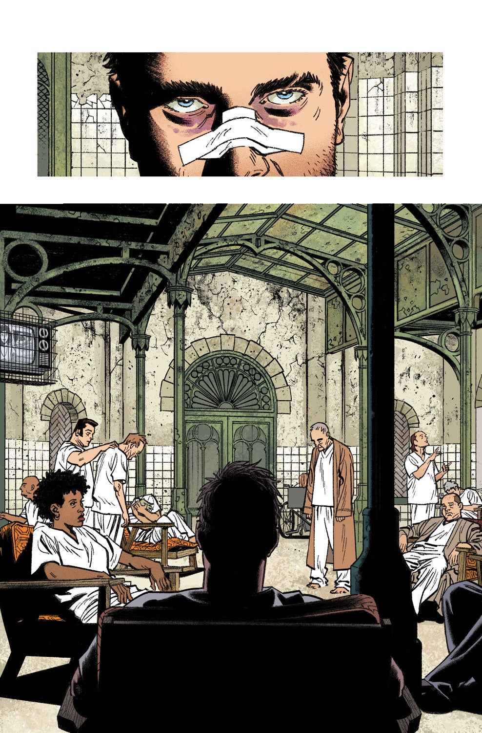 A page from Moon Knight #1 which, clearly, is an influence here. (Image: Marvel Comics/Greg Smallwood and Jordie Bellaire)