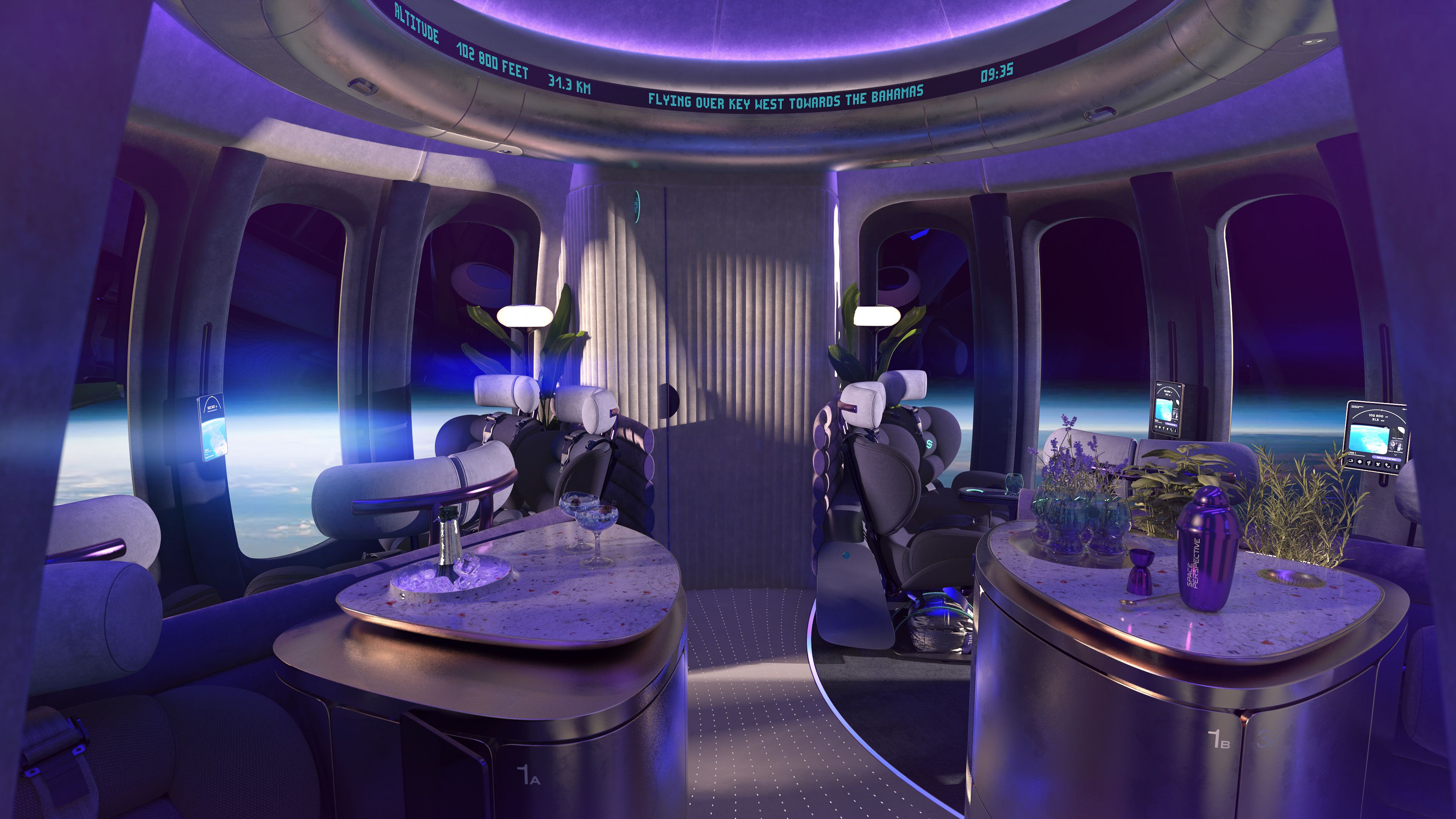 Conceptual view of the Space Perspective cabin interior.  (Image: Space Perspective)