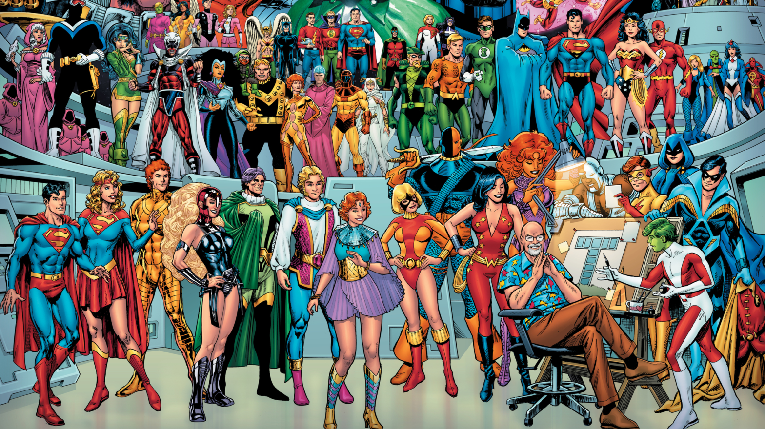 A veritable who's who of DC legends gathers to celebrate George Pérez. (Image: DC Comics)