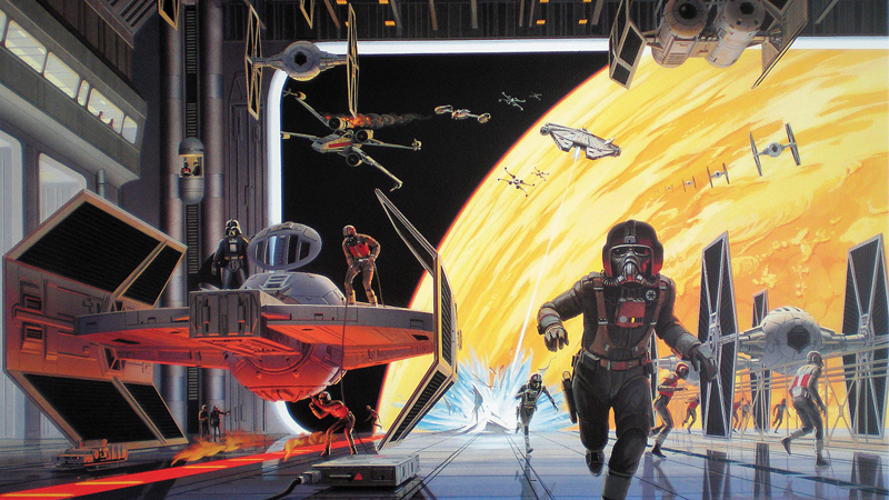 This Ralph McQuarrie art was emblazoned on the front of the Action Fleet Death Star play set, and come on, isn't this just the goddamn coolest thing!? (Image: Ralph McQuarrie © Abrams Books, 2016 (C) 2016 Lucasfilm Ltd. And TM. All Rights Reserved.)