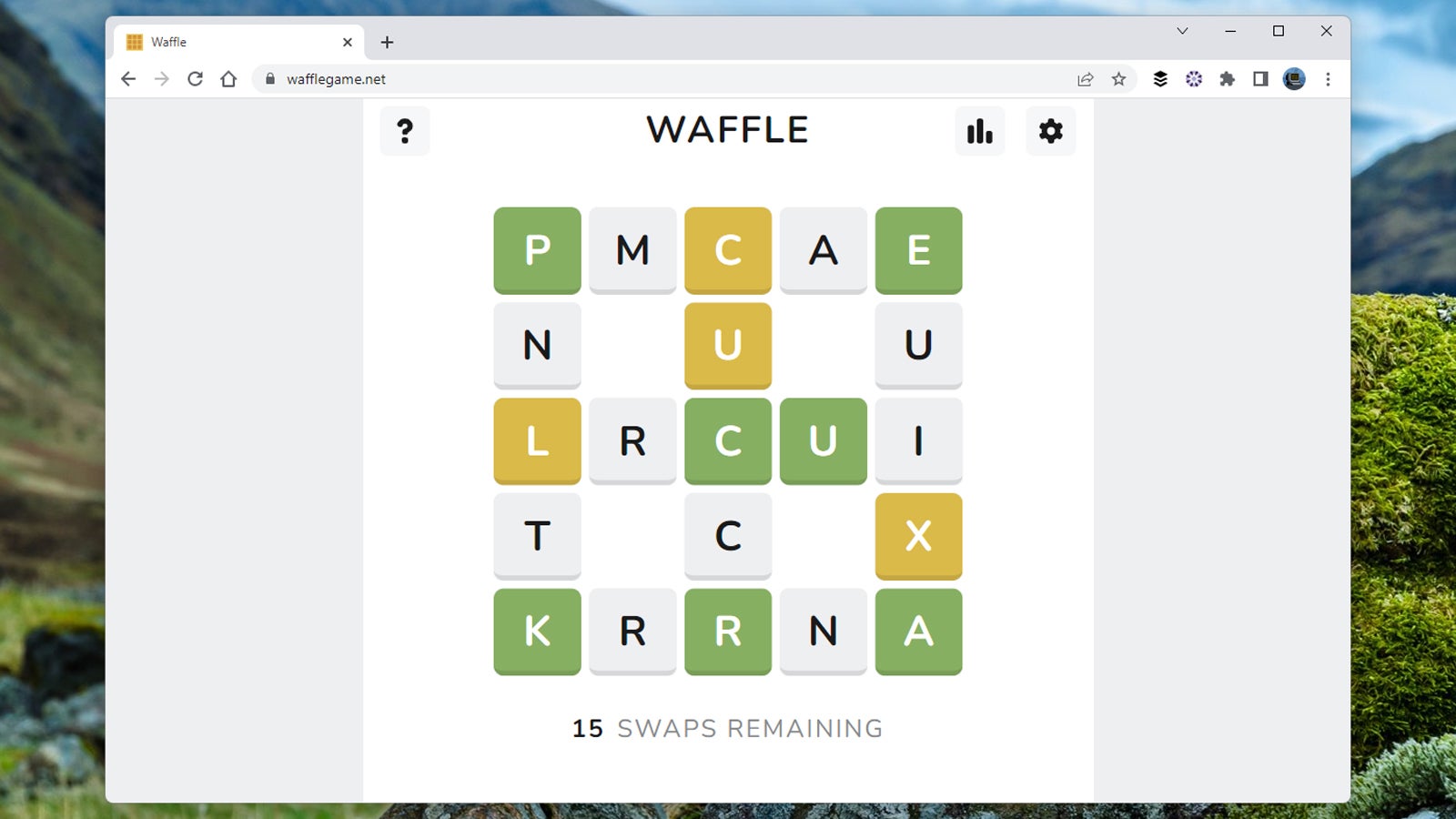 In Waffle, you need to move the letters around. (Screenshot: Waffle)