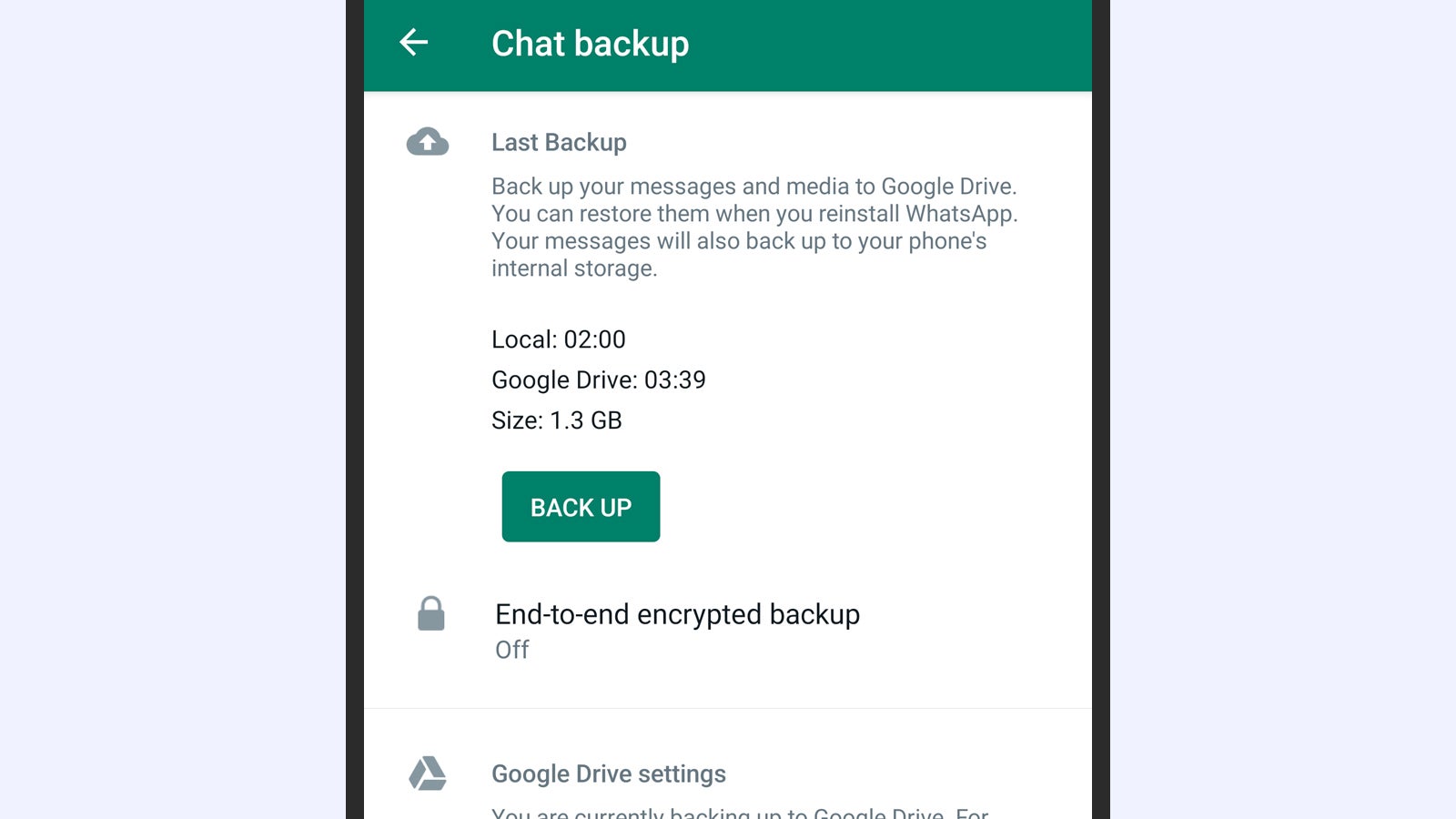 Don't neglect your chat backups. (Screenshot: WhatsApp)