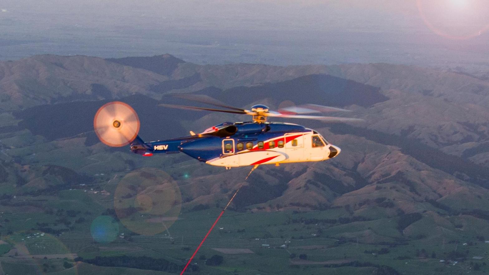 Rocket Lab's recovery helicopter during tests. (Photo: Rocket Lab)