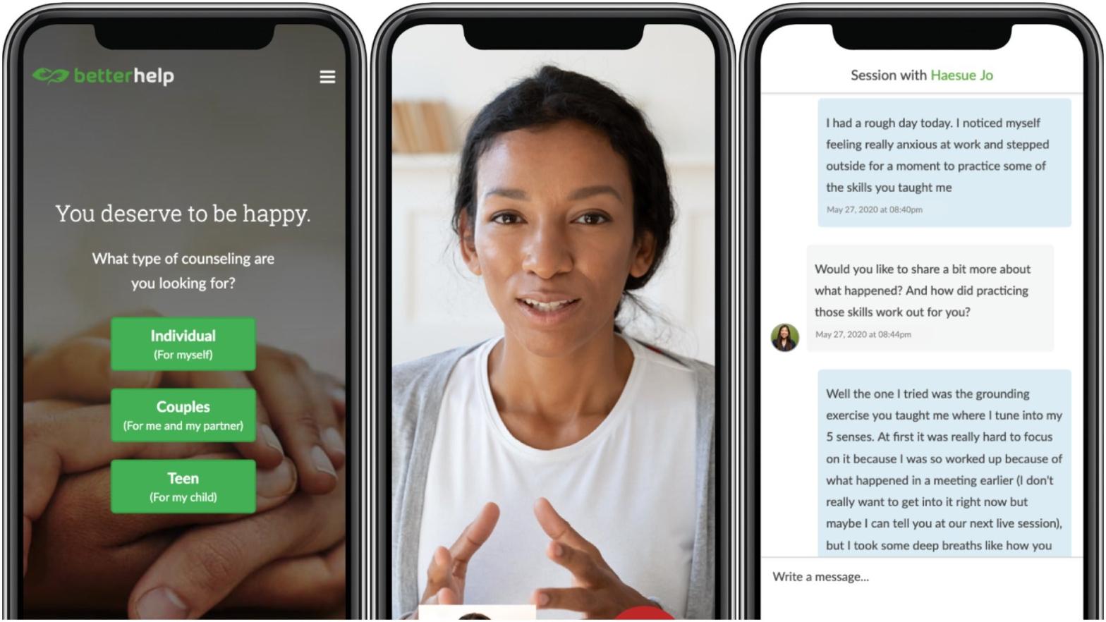BetterHelp allows users to connect with a therapist online, but the app has a less than stellar track record. (Image: BetterHelp)