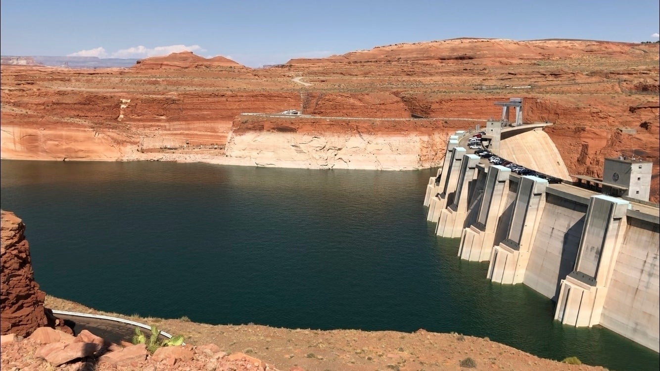 Lake Powell and Glen Canyon Dam in August 2019. The water level is even lower now. The newest federal efforts to keep the dam's hydropower pumping are only projected to be enough for the next 12 months. (Photo: Susan Montoya Bryan / AP, AP)