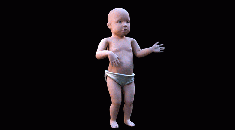 The Dancing Baby of early Internet fame has gotten a facelift.  (Gif: Autodesk)