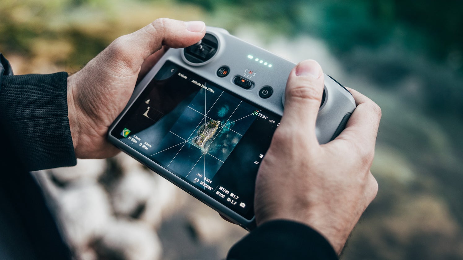 DJI is also introducing a new remote controller alongside the Mini 3 Pro, the DJI RC which features a 5.5-inch touchscreen built right in. (Image: DJI)