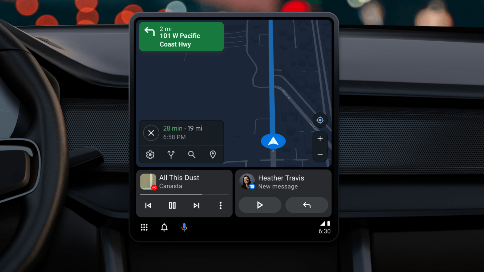 Android Auto's refresh will make it easier to mind your maps and messages while driving.  (Image: Google)